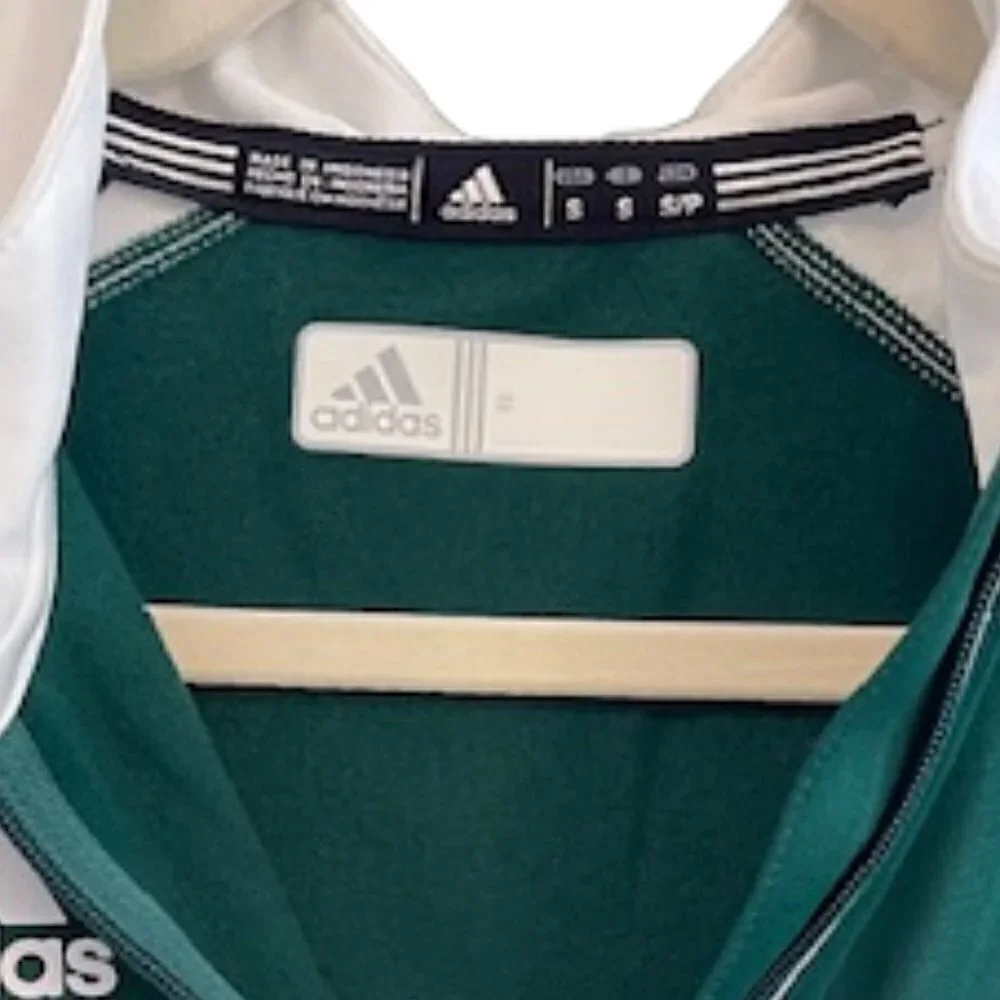Men's Adidas Green, White Long-Sleeve Quarter-Zip Shirt, Size Small